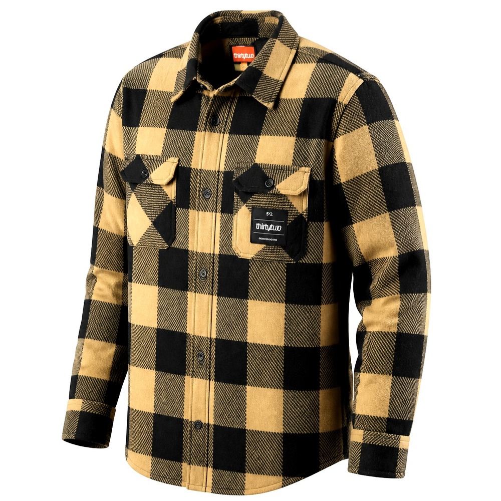 ThirtyTwo Rest Stop Shacket Men L Yellow Buffalo Plaid Snowboard Hiking LS